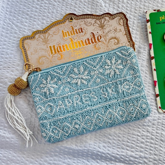 Snowflake Ski Beaded Zipper Pouch + Piper K Bag Charm Set | Apres Ski | Blue - Picture 2 of 6